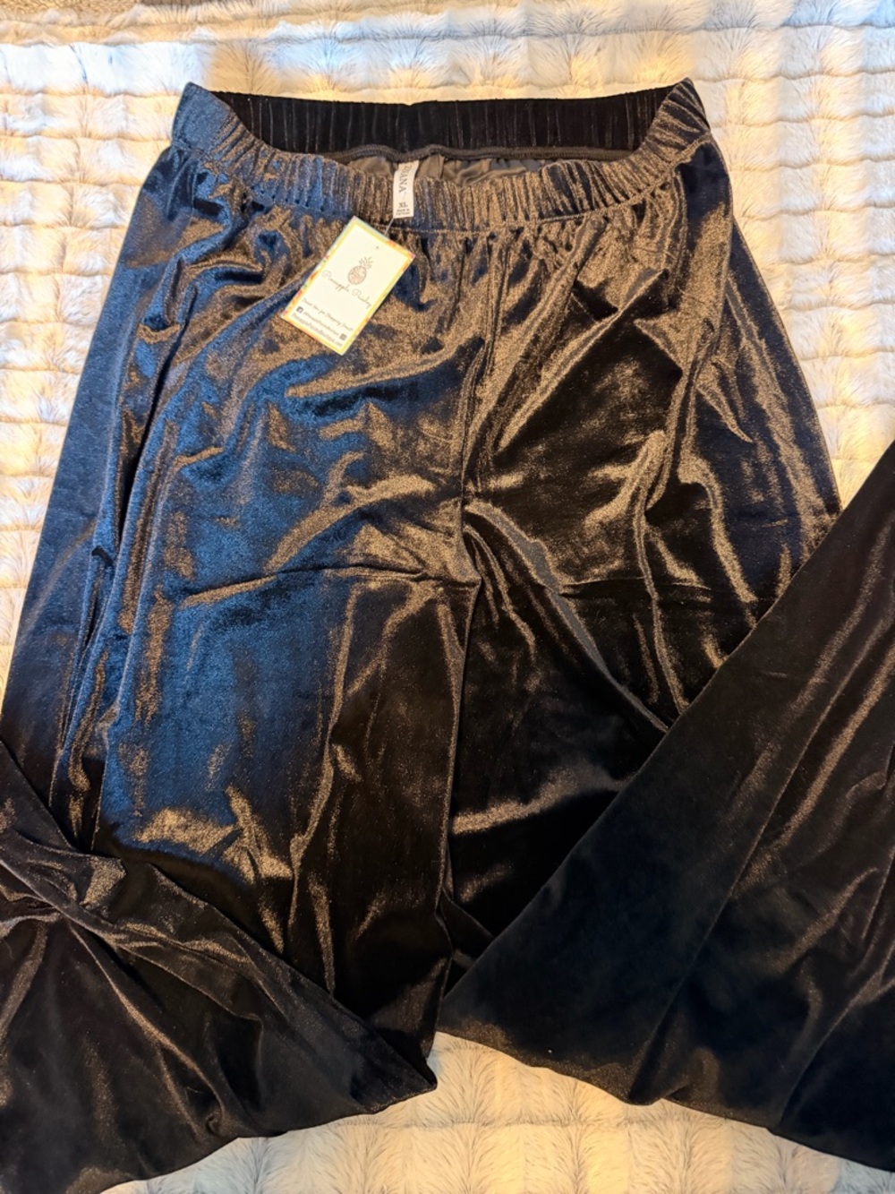 Black Wide Leg Velvet Pants